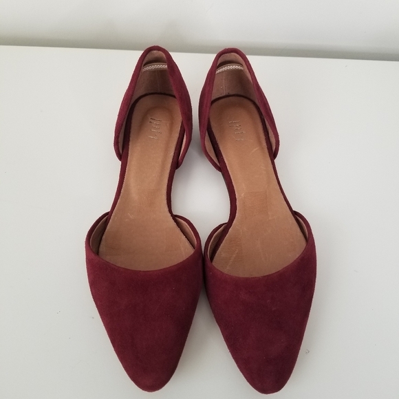 J. Jill Burgundy Suede D'Orsay Slip on Pointed Toe Flat Shoes Size 6 - Picture 3 of 9